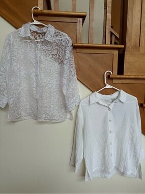 Bundle of beautiful classic White Button-Front Shirt - Lightweight Tops Wedding
